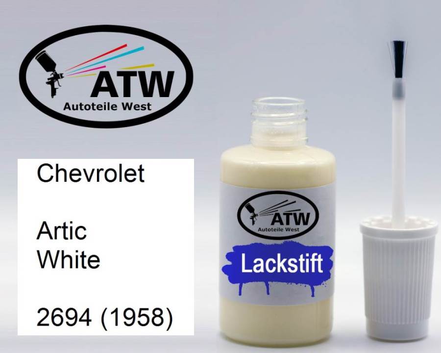 Chevrolet, Artic White, 2694 (1958): 20ml Lackstift, von ATW Autoteile West.